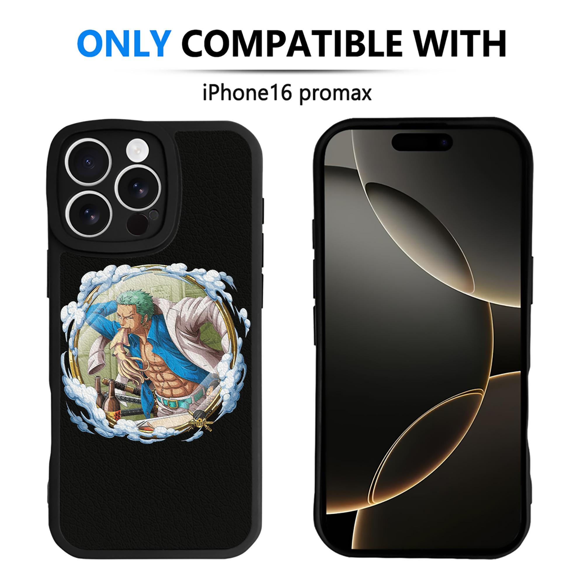 （画像用） ワンピース ロロノア・ゾロ ONE PIECE Roronoa Zoro 【iPhone 16シリーズ対応】シリコンスマホケース（レザー調） 材質：シリコン
